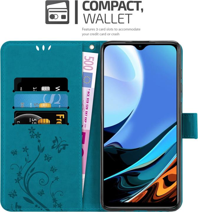 Produktbild Cadorabo Flower Book Hülle (Xiaomi Redmi 9T, Xiaomi Poco M3)