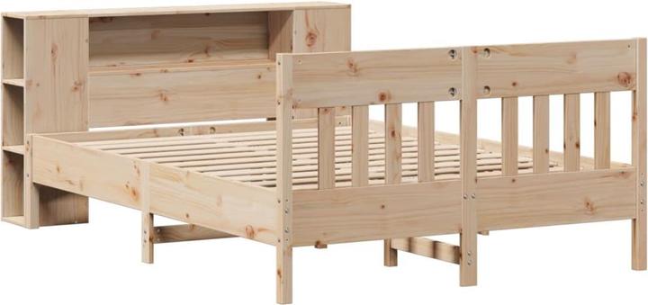 Actual product image VidaXL Solid wood bed Wooden bed Bed with shelf without mattress 160x200cm pine (160 x 200 cm)