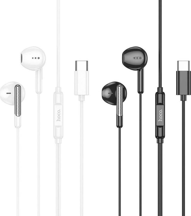 Actual product image Hoco Wired headphones EOL wire earphones Type C with microphone M123 white