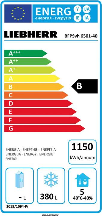 Energy Label Liebherr Bakery freezer (Stand-alone, 602 l)