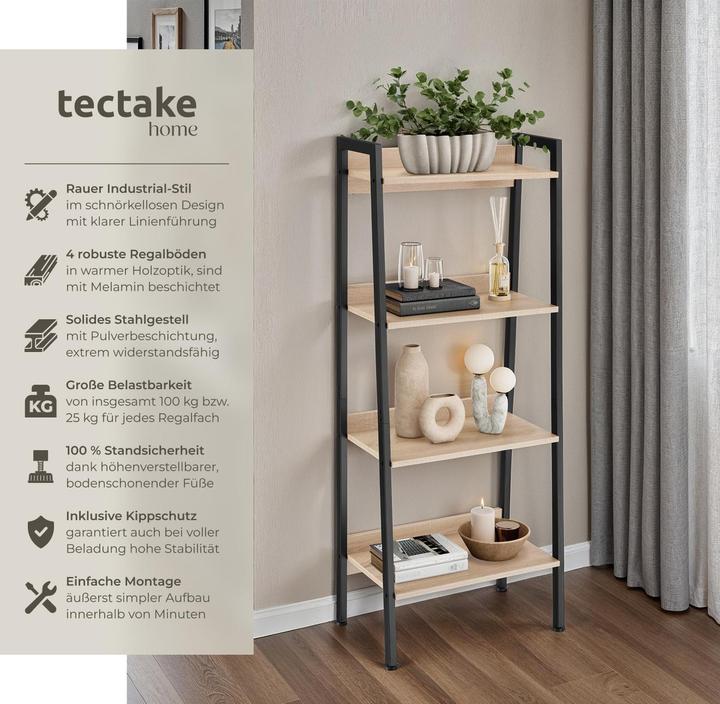 Actual product image tectake Free standing shelf Chatham | With 4 to 5 tiers (57.5 x 52 x 138 cm)
