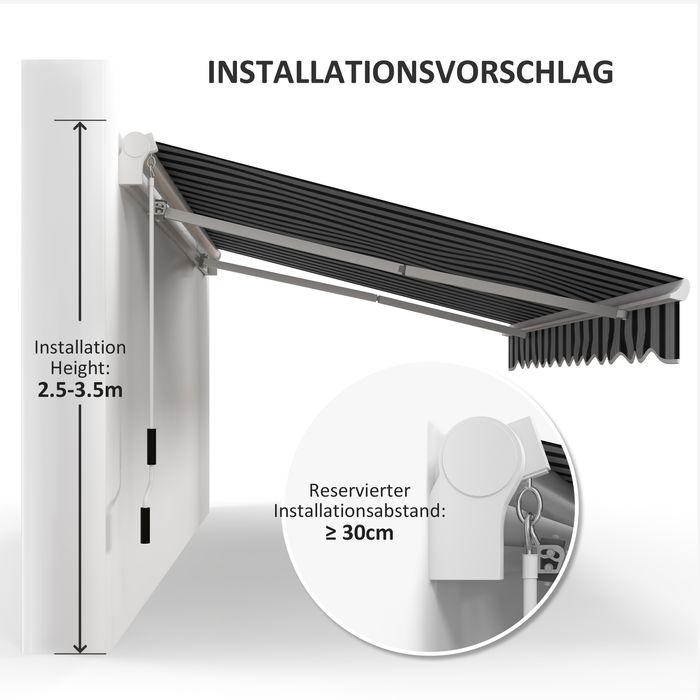 Produktbild Swisshandel24 Balkonmarkise, 3,95x2,45x3,50 m, UV-beständig, für alle Oberflächen, mit Handkurbel, Alu, Polyester (2.45 m)