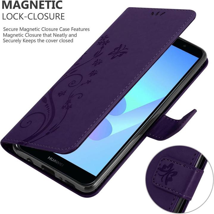 Produktbild Cadorabo Flower Book Hülle (LG Q7a, Huawei Y6 Prime (2018))