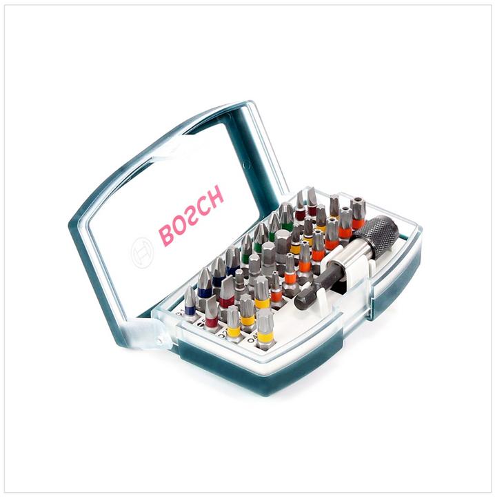 Actual product image Bosch Professional Zubehör 32-piece screwdriver bit set blue (Cross Phillips PH M1, Cross Phillips PH M2, Cross Phillips PH M3, Cross Pozidriv PZ M1, Cross Pozidriv PZ M2, Cross Pozidriv PZ M3, Hexagonal (hexagonal) M6, Screw slot M3, Screw slot M4, Hexagon socket TX M15, Hexagon socket TX M20, Hexagon socket TX M25, Hexagonal (hexagonal) M3)