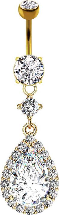 Immagine prodotto Star Piercing Banana placcata oro 14k con ciondolo in cristallo e gocce di cristallo (Acciaio chirurgico 316L, Ottone)