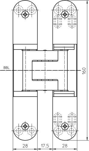 Immagine prodotto Simonswerk Objektband Tectus® TE 340 3D Stahl F1-farbig 80 kg DIN links / rechts stumpfe Türen