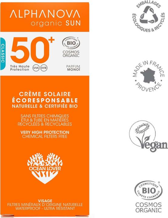 Actual product image Alphanova Monoï (Sun cream face, SPF 50+, 50 ml, 73 g)