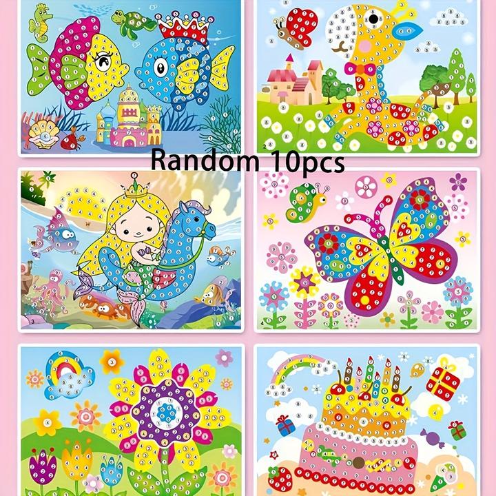 Produktbild Activity Board 10 Stück Whimsical DIY Diamond Sticker - bunte Einhorn-, Regenbogen- und Blumenmotive mit