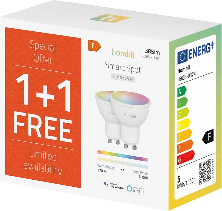 Actual product image Hombli Smart Spot (GU10, 5 W, 350 lm, 2 x, F)
