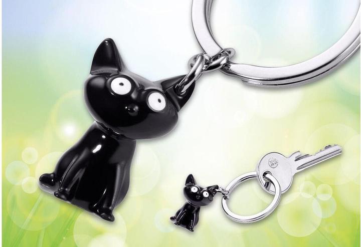Actual product image Troika FELIX key ring cat, shiny grey/black