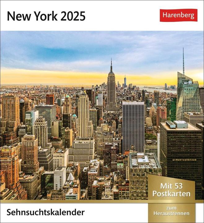 Produktbild Harenberg New York Sehnsuchtskalender 2025 - Wochenkalender mit 53 Postkarten (Harter Einband, Deutsch)