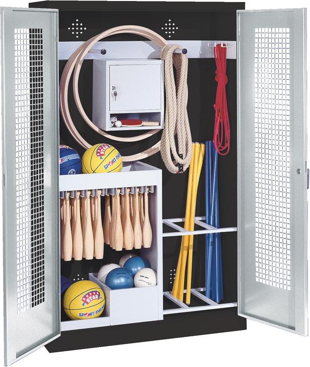 Actual product image C+P Sports equipment cabinet (HxWxD: 195x120x50 cm, with perforated sheet metal hinged doors, type 1)
