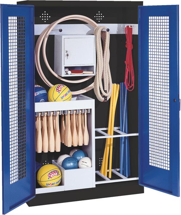 Actual product image C+P Sports equipment cabinet (HxWxD: 195x120x50 cm, with perforated sheet metal hinged doors, type 1)