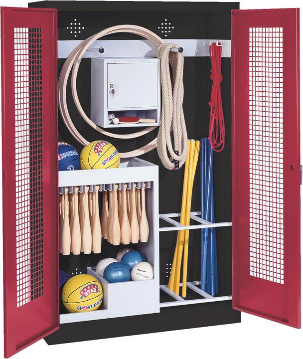 Actual product image C+P Sports equipment cabinet (HxWxD: 195x120x50 cm, with perforated sheet metal hinged doors, type 1)