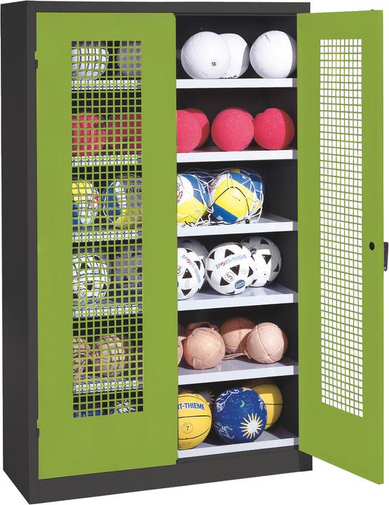 C+P Ballschrank (HxBxT: 195x120x50 cm, mit Lochblech-Flügeltüren, Typ 3)