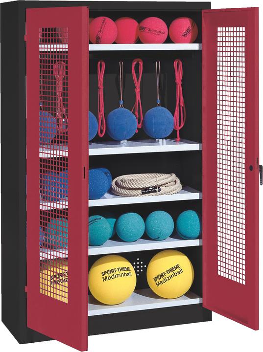 C+P Sportgeräteschrank (HxBxT: 195x120x50 cm, mit Lochblech-Flügeltüren, Typ 2)
