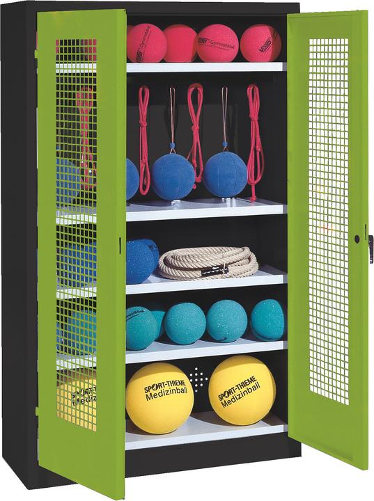 C+P Sportgeräteschrank (HxBxT: 195x120x50 cm, mit Lochblech-Flügeltüren, Typ 2)