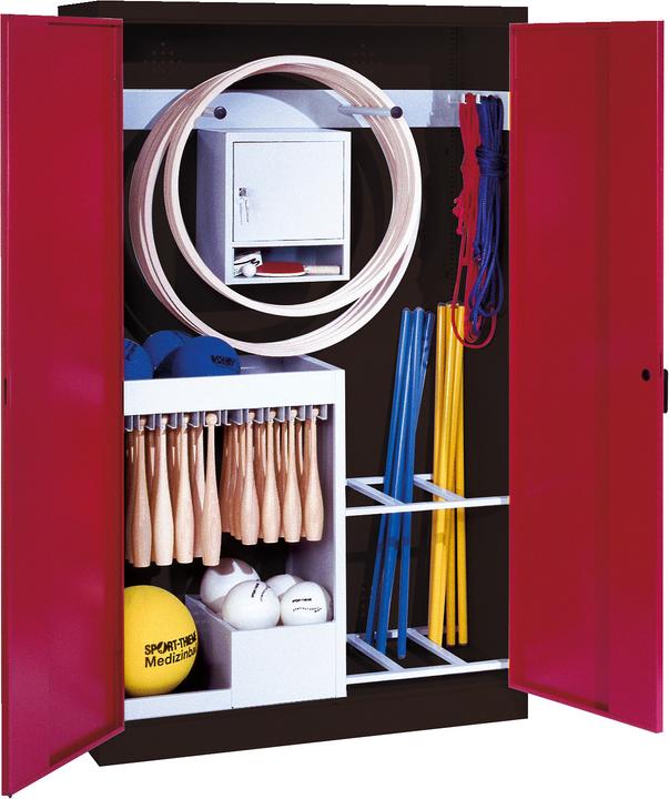 Actual product image C+P Sports equipment cabinet (HxWxD 195x120x50 cm, with solid sheet metal hinged doors, type 1)