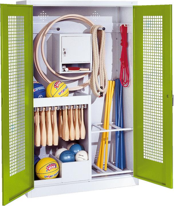Actual product image C+P Sports equipment cabinet (HxWxD: 195x120x50 cm, with perforated sheet metal hinged doors, type 1)