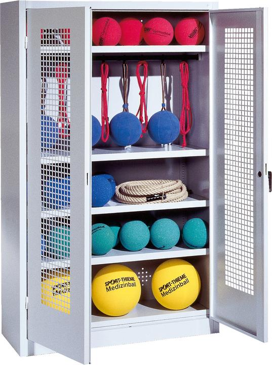C+P Sportgeräteschrank (HxBxT: 195x120x50 cm, mit Lochblech-Flügeltüren, Typ 2)