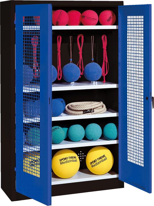 C+P Sportgeräteschrank (HxBxT: 195x120x50 cm, mit Lochblech-Flügeltüren, Typ 2)