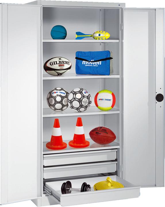 Produktbild C+P Sportgeräteschrank mit Schubladen (HxBxT: 195x120x50 cm, mit Vollblech-Flügeltüren, Typ 4)