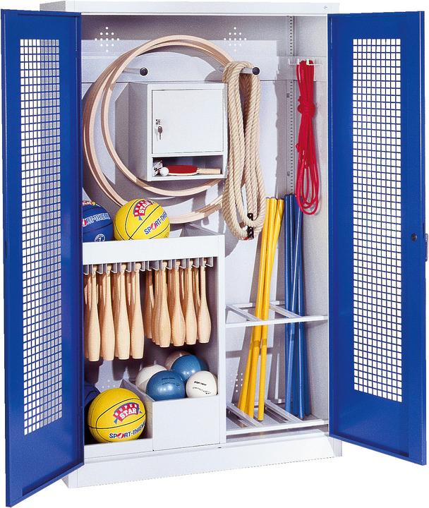Actual product image C+P Sports equipment cabinet (HxWxD: 195x120x50 cm, with perforated sheet metal hinged doors, type 1)