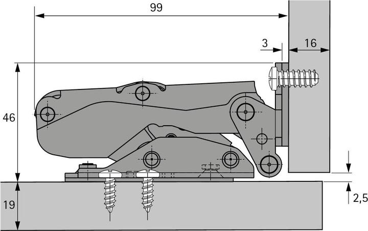 Actual product image Hettich Guide hinge Kamat 115°