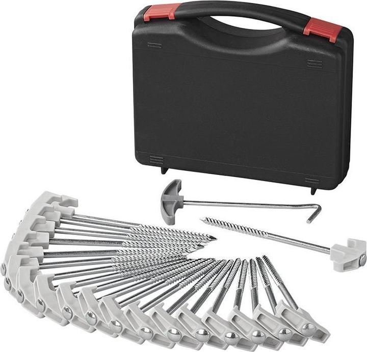 Produktbild ProPlus Zelthering 20 cm Metal Heavy Duty mit Kunststoffhaken - Set von 20 Stück im Koffer