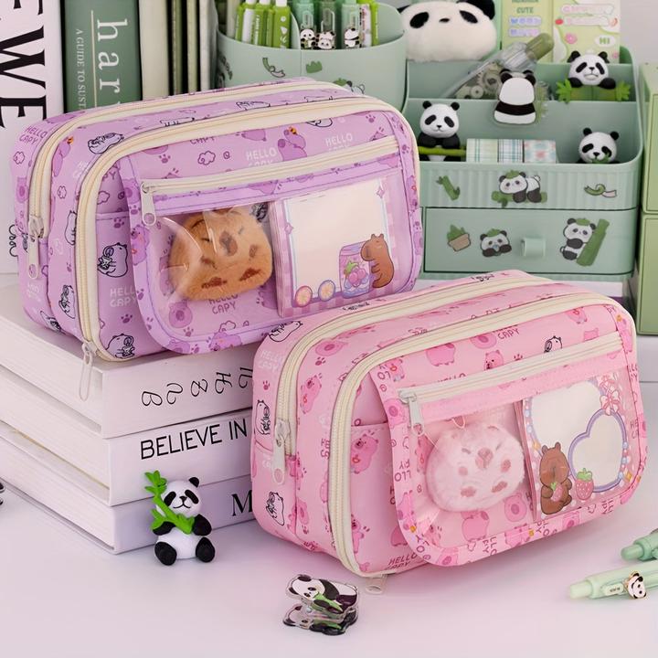 Immagine prodotto Only-Bags.Store Spazioso astuccio per matite con motivo a panda - tessuto Oxford resistente, organizer a più strati