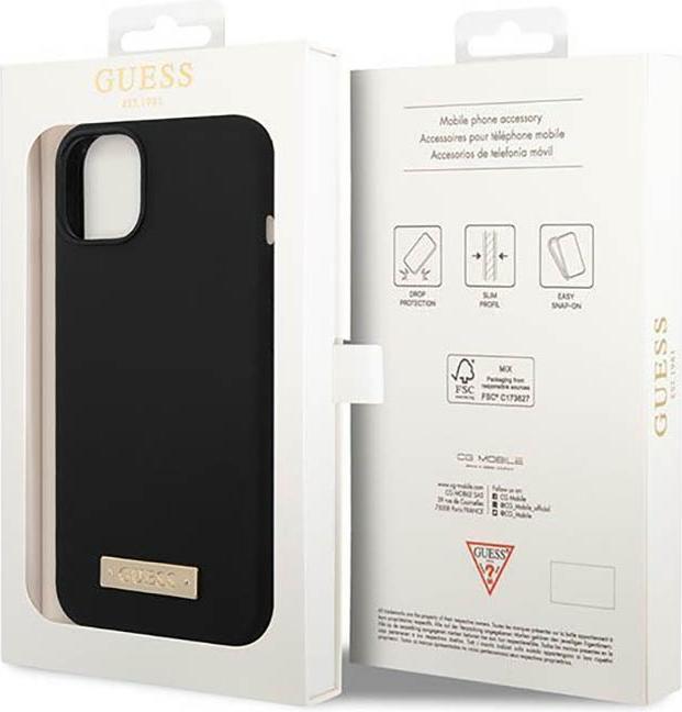 Produktbild Guess GUHMP14MSBPLK iPhone 14 Plus 6,7" czarny/black hard case Silicone Logo Plate MagSafe (Apple iPhone 14 Plus)