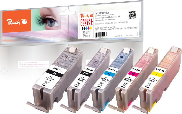 Produktbild Peach CLI-551XL/PGI-550XL Multipack (M, C, Y, PBK, BK)