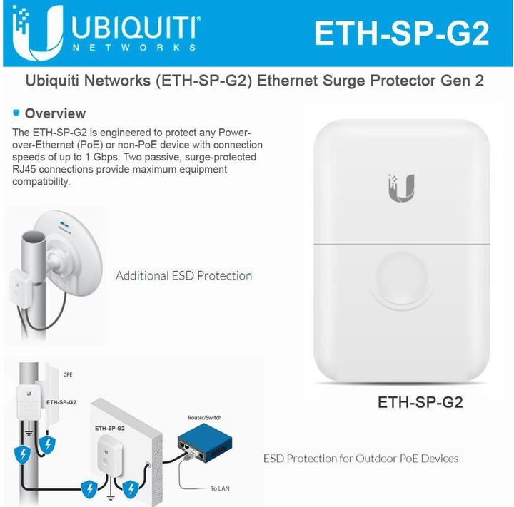 Image du produit Ubiquiti ETH-SP-G2 : Protection contre les surtensions Gen.2