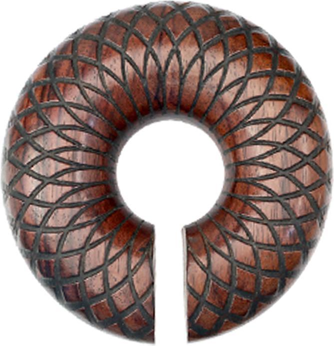 Star Piercing Ohrgewicht Donut Mandala aus Narra Holz (ohne Messing, Organisch)