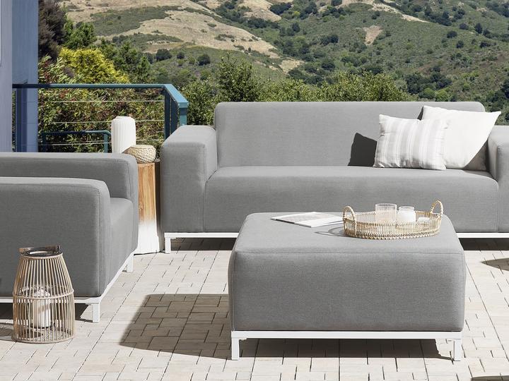 Produktbild Beliani Otomana graues Gartentier mit weissem ROVIGO