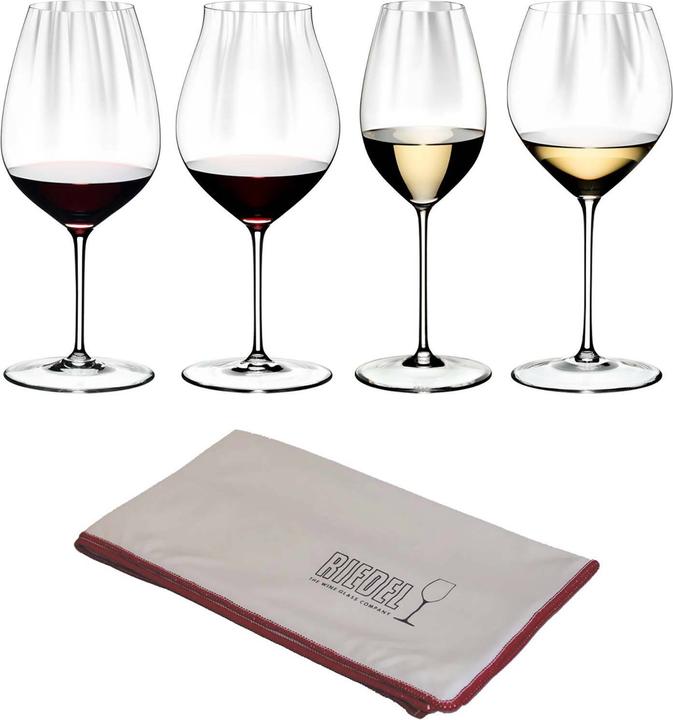 Riedel Verkostungsset + Poliertuch Performance (5 Gläser, Weingläser Set)