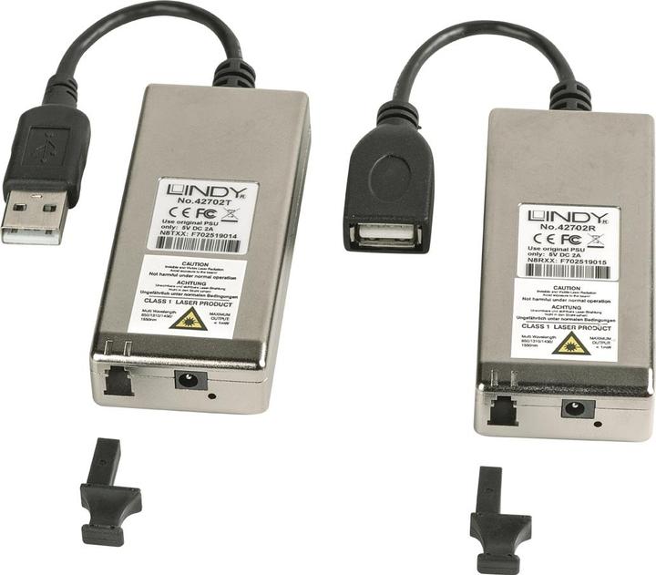 Actual product image Lindy USB 2.0 MM Fiber Optic Extender 200m Multi Mode Fibre