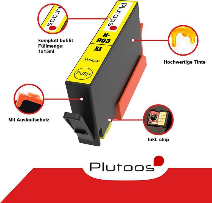 Produktbild Plutoos HP 903XXL HP 903XL Patronen XXL kompatibel, 4er Farbset 903XXL (C, M, Y, BK)