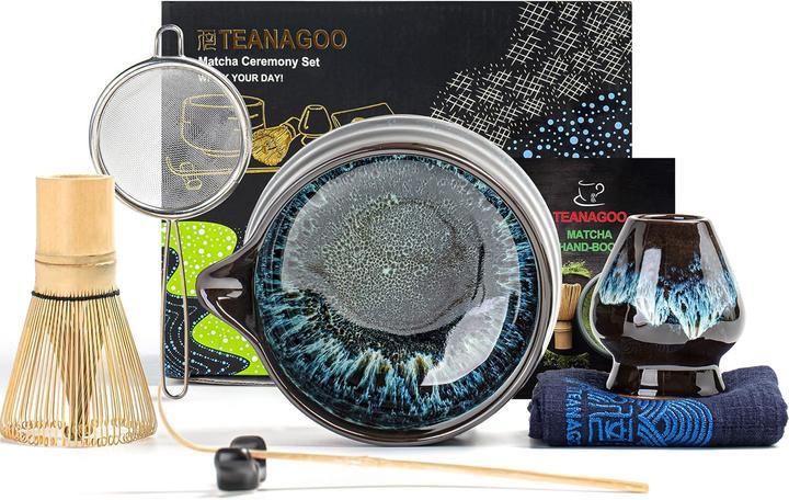 Teanagoo 7-teiliges Matcha-Teeset mit Besen und Schale