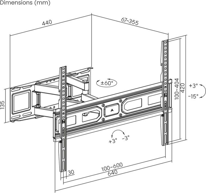 Produktbild Wiltec TV-Wandhalterung 37-80 Zoll Bildschirm (Wand, 80", 40 kg)