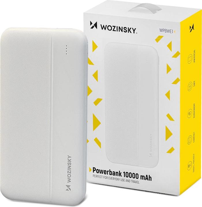Actual product image Wozinsky powerbank Li-Po 10000mAh 2 x USB white (WPBWE1) (10000 mAh, 10 W, 10 Wh)