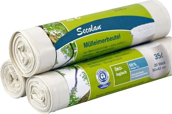 Produktbild Secolan Müllbeutel 35,0 l weiss 25,0 µm, 20 St. (20 x, 35 l)