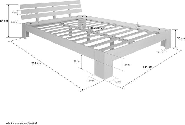 Produktbild Homestyle4u Doppelbett Holzbett Futonbett (180 x 200 cm)