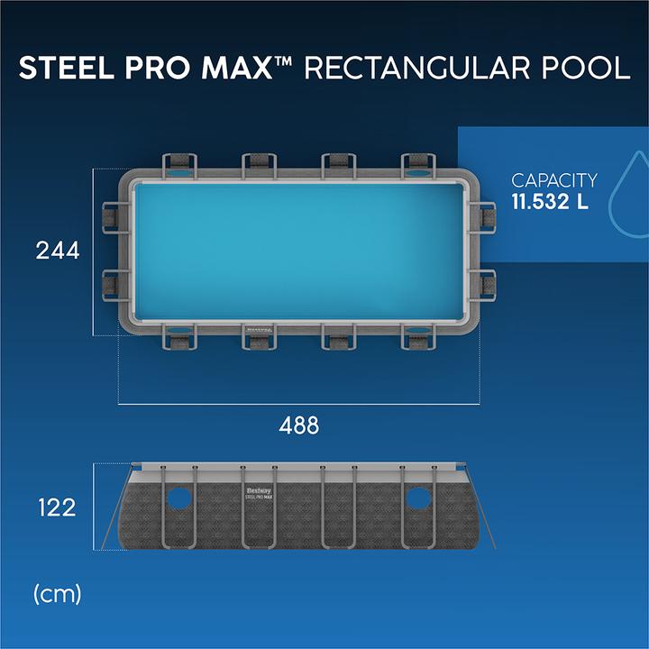 Produktbild Bestway Steel Pro Max RectangularPool488x244x122 (488 x 244 x 122 cm)