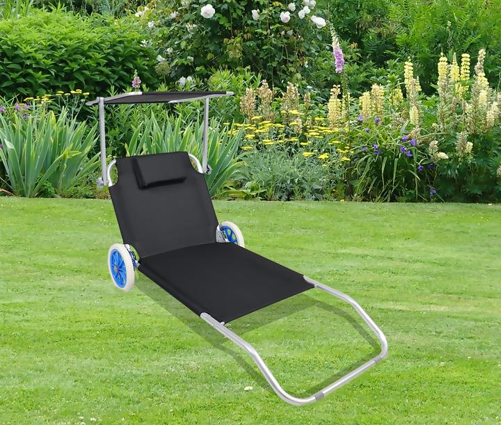 Immagine prodotto VCM Lettino con ruote e tettuccio parasole (165 cm)