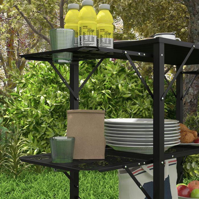 Produktbild Swisshandel24 Campingtisch Picknicktisch Outdoor-Küchenschrank, klappbar, wetterbeständig, 126cmx44cmx80cm, Schwar