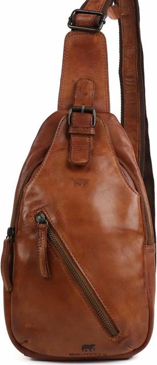 Bear Rock Bärende Design Daley Crossbody Tas Cognac