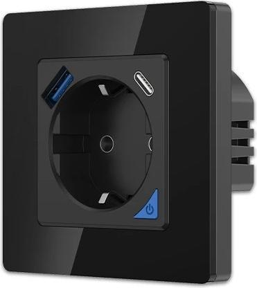 Actual product image Extralink Smart Life socket outlet set Pro | Smart socket outlet + frame set | Black 230V 1x USB A 1x