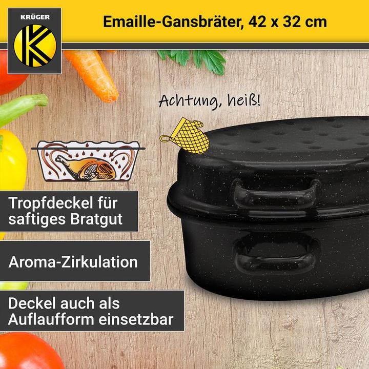 Produktbild Krüger Emaille-Gansbräter (Bräter + Schmortopf, Stahl, Emaille)