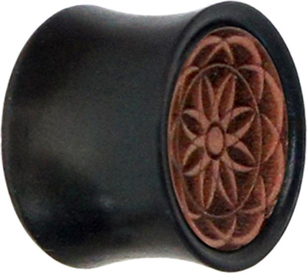 Image du produit Star Piercing Flared Plug Bois de rose Fleur de vie en bois de fer (sans laiton)